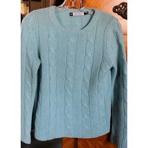 Gap 100% Cashmere Light Blue Thick Cable Knit Sweater Size S